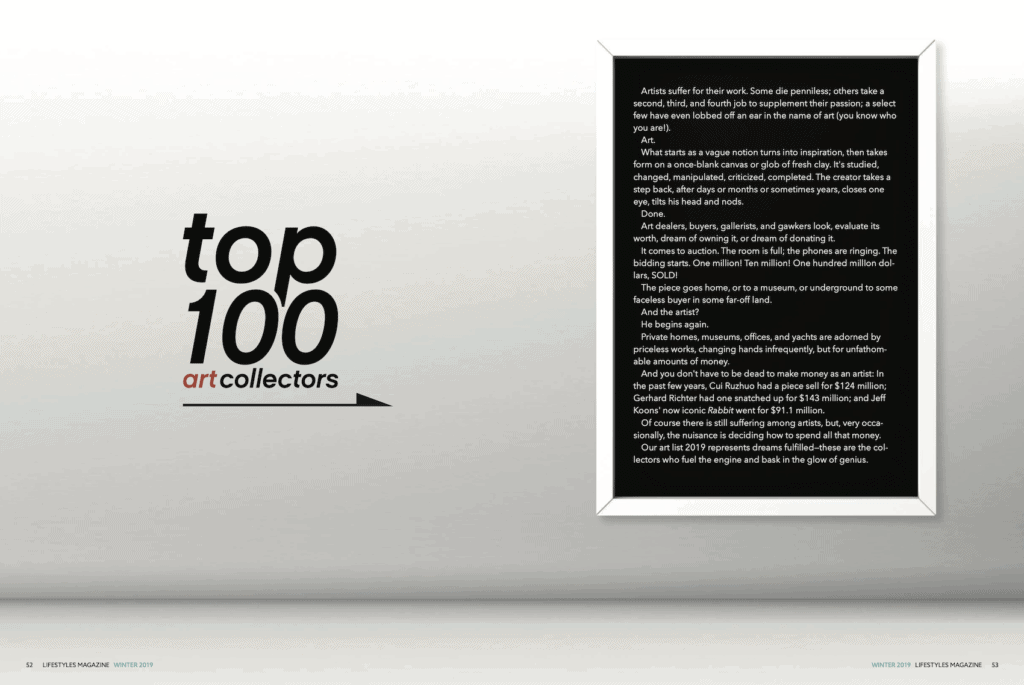Top 100 Art Collectors Lifestyles Magazine
