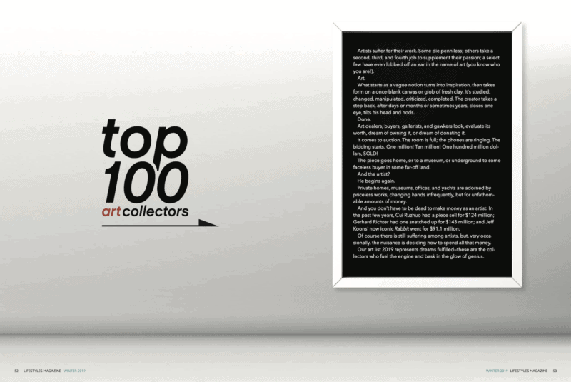 Top 100 Art Collectors Lifestyles Magazine