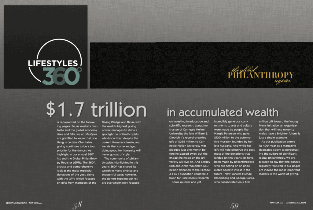 Lifestyles 360° and Global Philanthropy Register Lifestyles Magazine